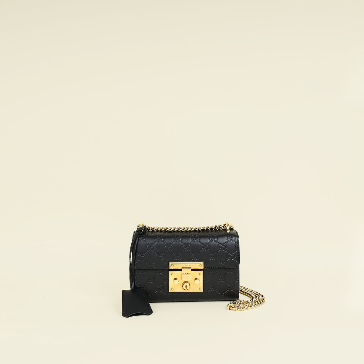 Gucci Black Guccissima Padlock Small Shoulder Bag