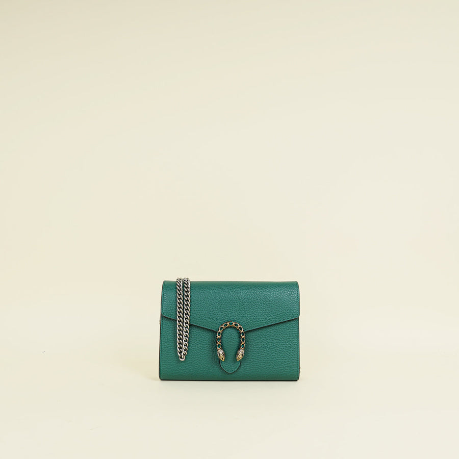 Gucci Green Crystal Dionysus Mini Chain Wallet