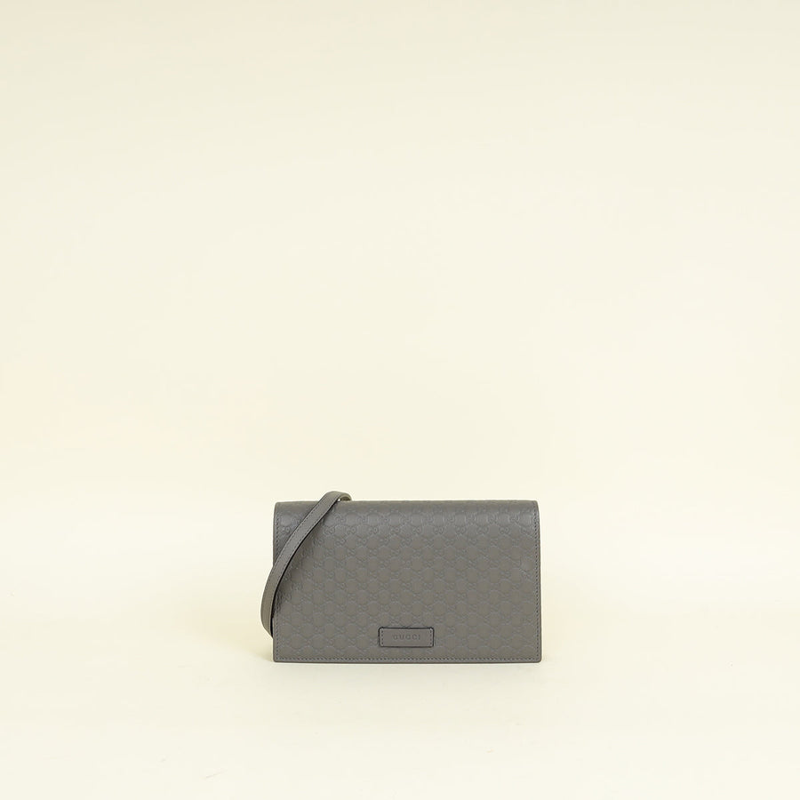 Gucci Grey Micro Guccissima Strap Wallet