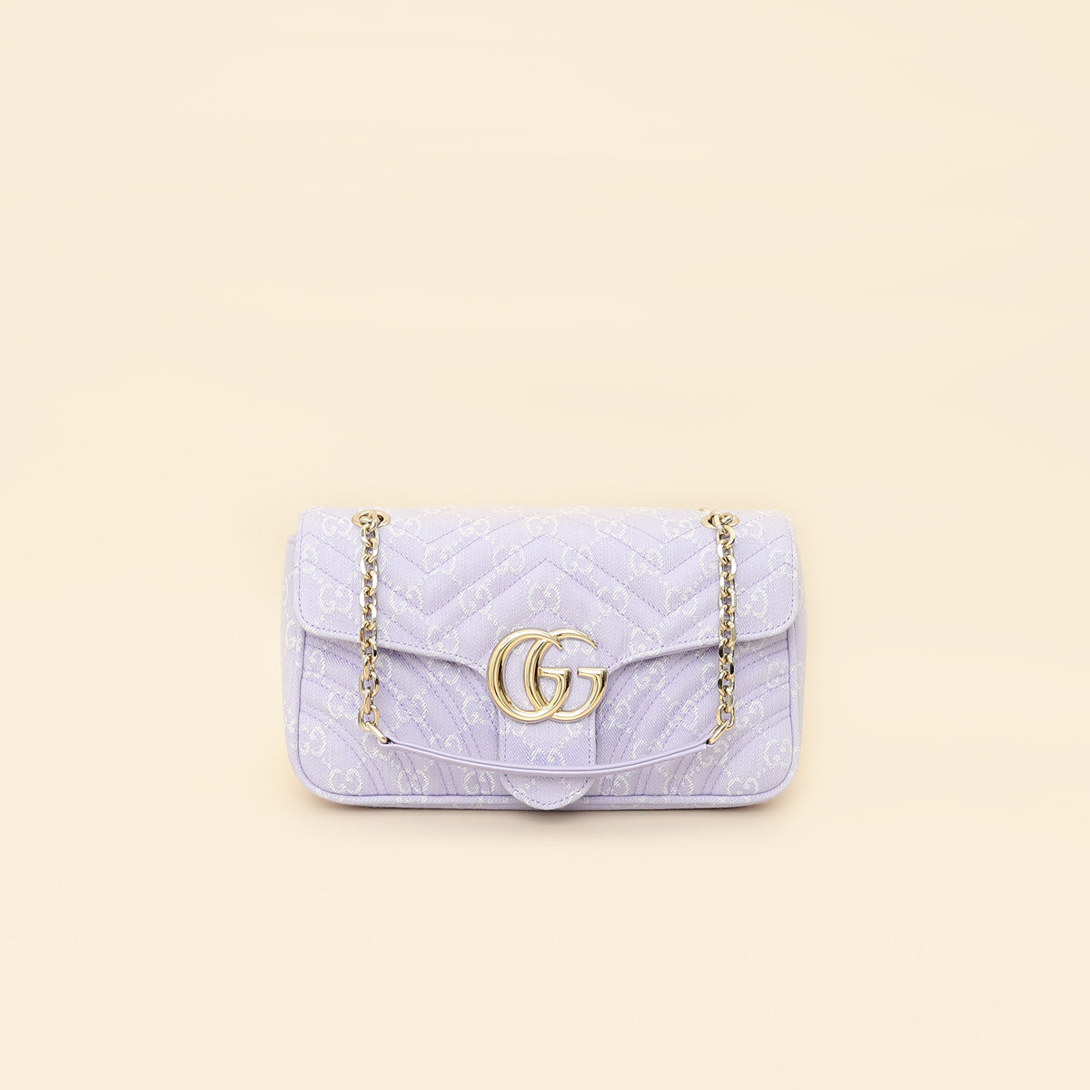 Gucci Lilac GG Denim GG Marmont Medium Shoulder Bag