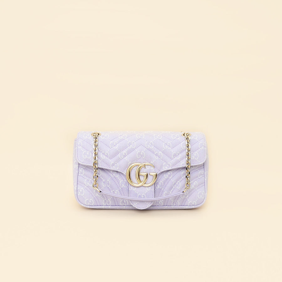 Gucci Lilac GG Denim GG Marmont Medium Shoulder Bag