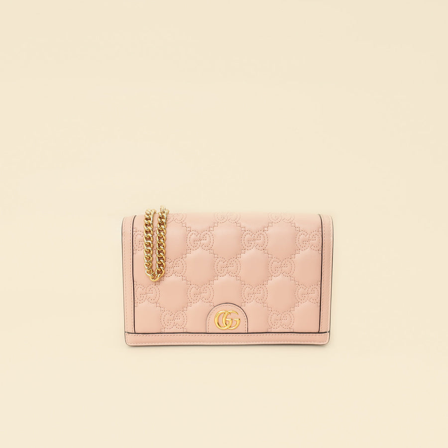 Gucci Light Pink GG Matelasse Wallet on Chain