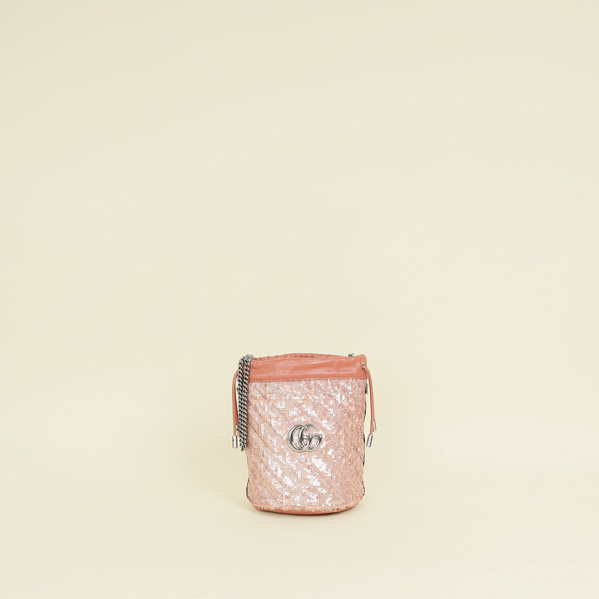 Gucci Peach Nude GG Marmont Sequin Bucket Bag