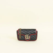 Gucci Black GG Marmont Diagonal Striped Super Mini Bag