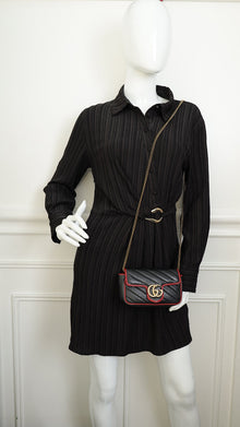 Gucci Black GG Marmont Diagonal Striped Super Mini Bag