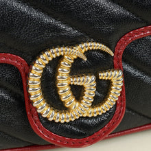 Gucci Black GG Marmont Diagonal Striped Super Mini Bag