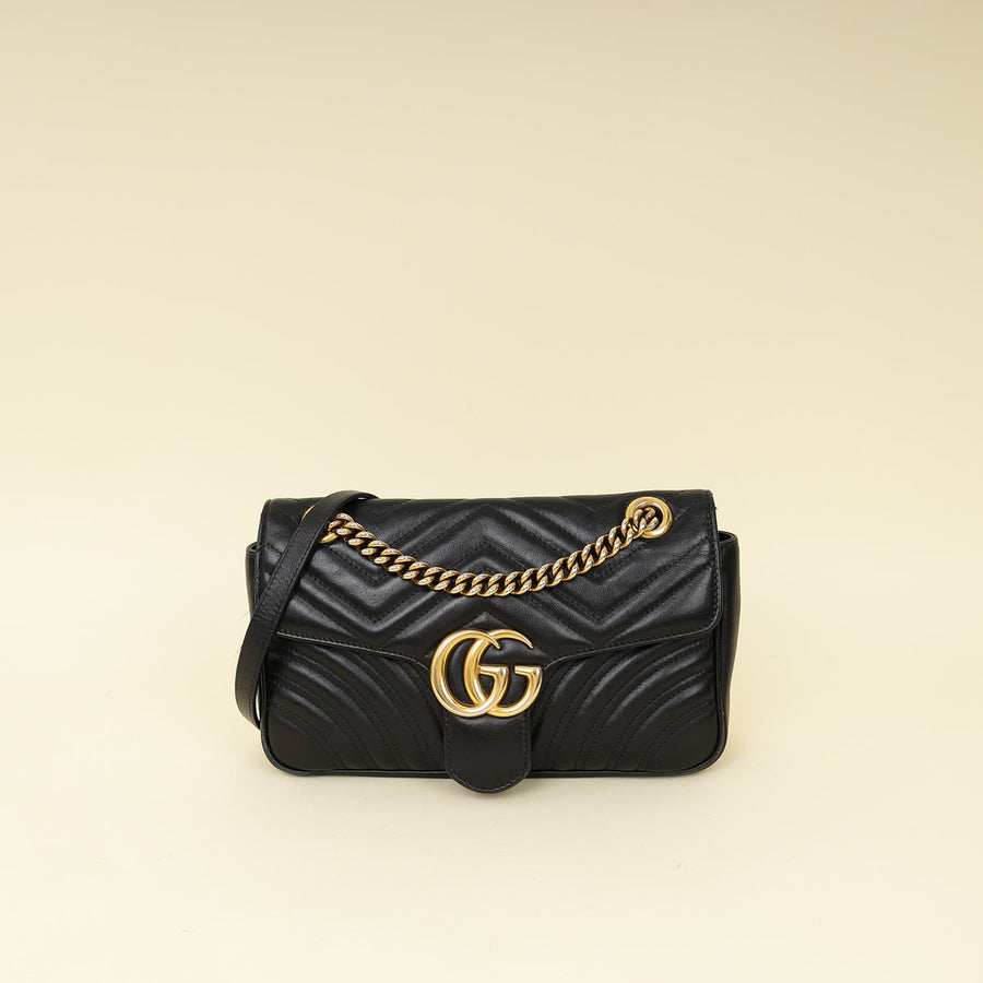 Gucci Black GG Marmont Small Shoulder Bag