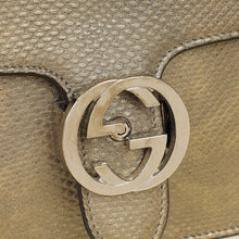 Gucci Metallic Olive Lizard Interlocking G Flap Chain Shoulder Bag