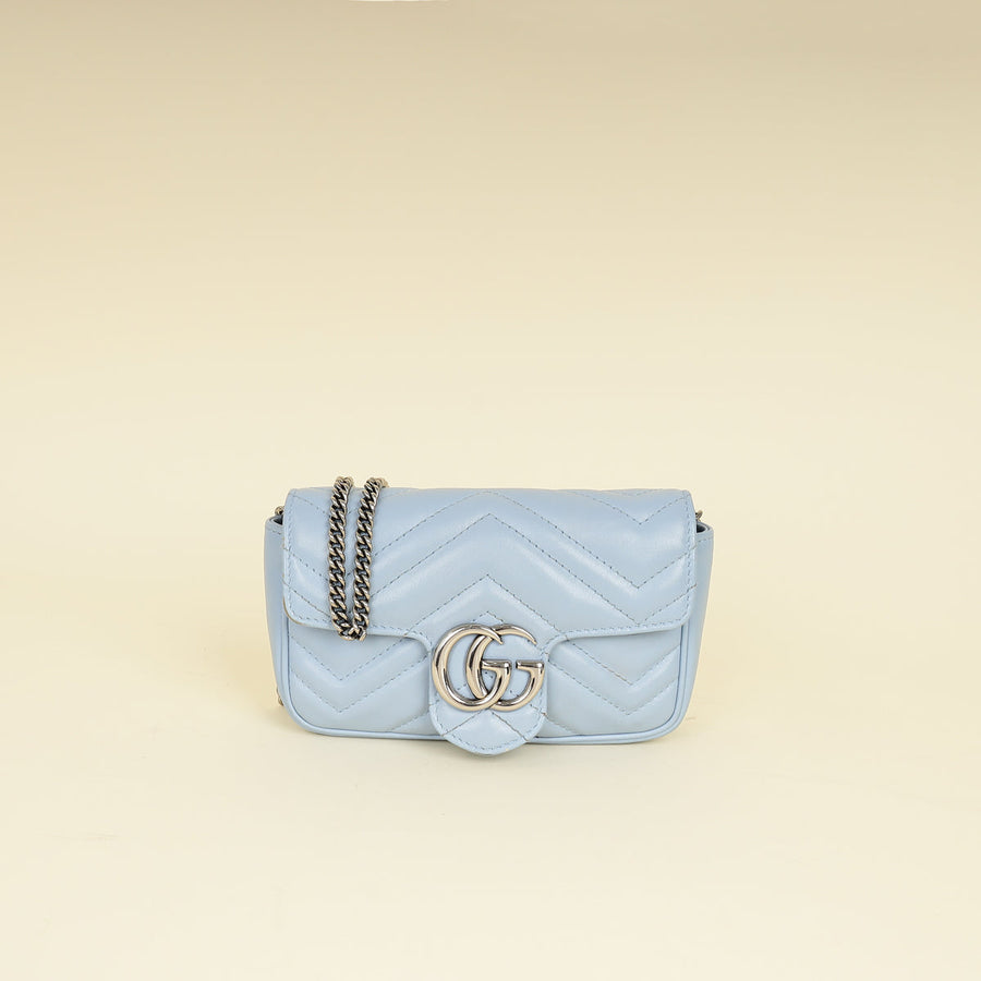 Gucci Light Blue GG Marmont Mini Chain Shoulder Bag