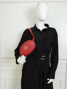 Gucci Red GG Marmont Mini Belt Bag