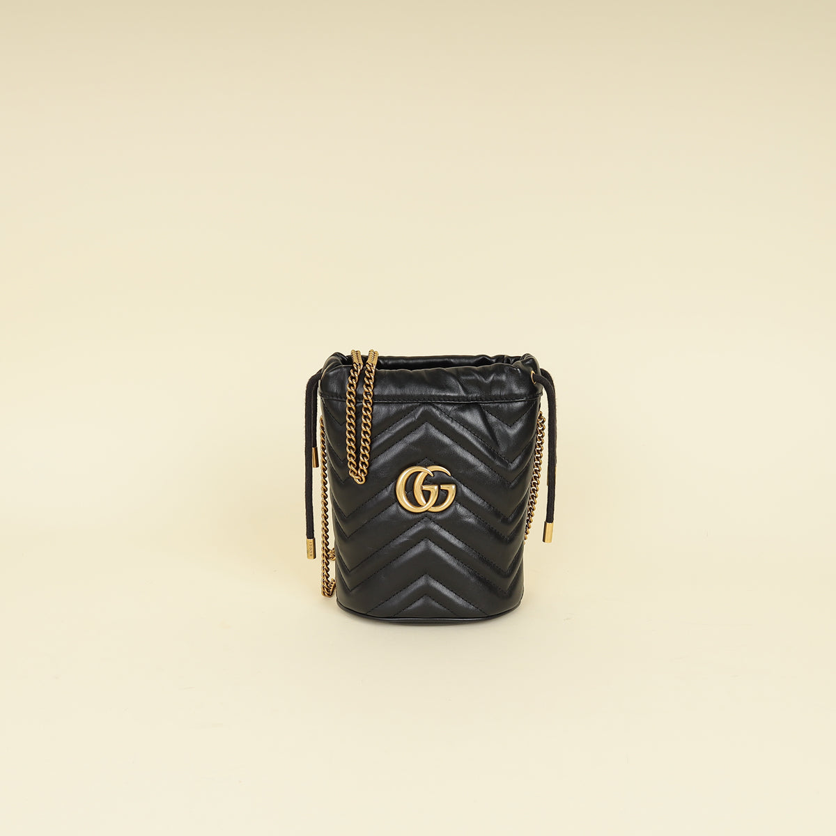 Gucci Black GG Marmont Small Bucket Bag