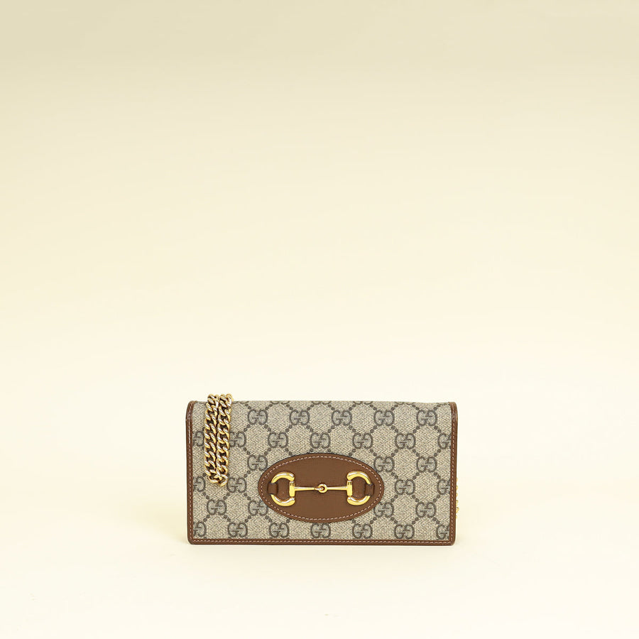 Gucci Bicolor GG Supreme Horsebit 1995 Wallet on Chain