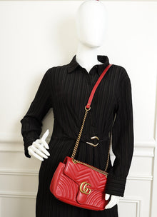 Gucci Red GG Marmont Medium Shoulder Bag