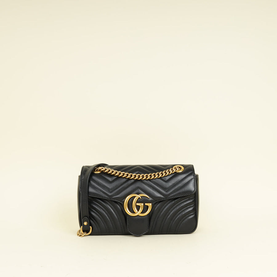 Gucci Black GG Marmont Medium Shoulder Bag