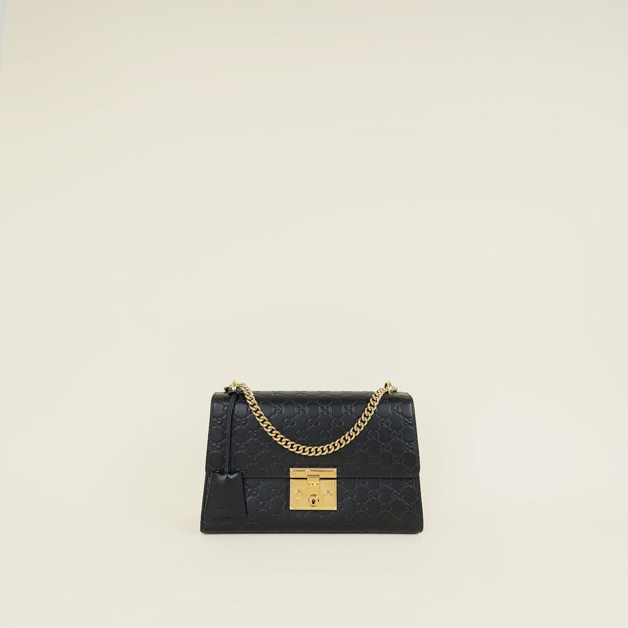 Gucci Black GG Guccissima Padlock Large Shoulder Bag