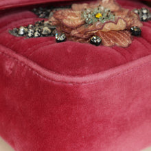 Gucci Dark Pink GG Marmont Velvet Embroidered Shoulder Bag