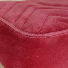 Gucci Dark Pink GG Marmont Velvet Embroidered Shoulder Bag