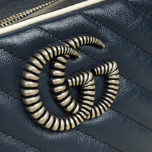 Gucci Blue GG Quilted Marmont Bamboo Top Handle Shoulder Bag