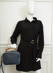 Gucci Blue GG Quilted Marmont Bamboo Top Handle Shoulder Bag