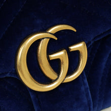Gucci Dark Blue GG Marmont Velvet Small Shoulder Bag