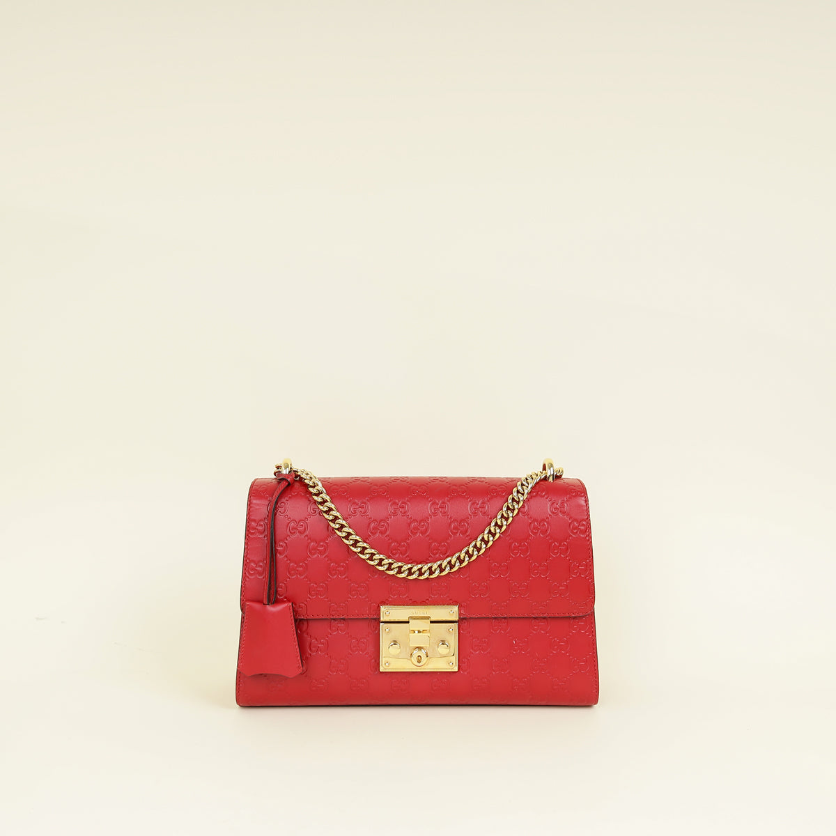 Gucci Red GG Guccissima Padlock Medium Shoulder Bag