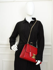 Gucci Red GG Guccissima Padlock Medium Shoulder Bag