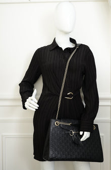 Gucci Black Guccissima Emily Large Shoulder Bag