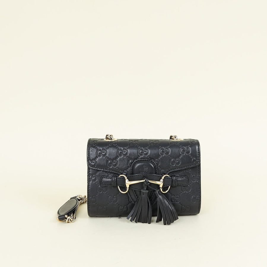 Gucci Black GG Guccissima Mini Emily Chain Bag