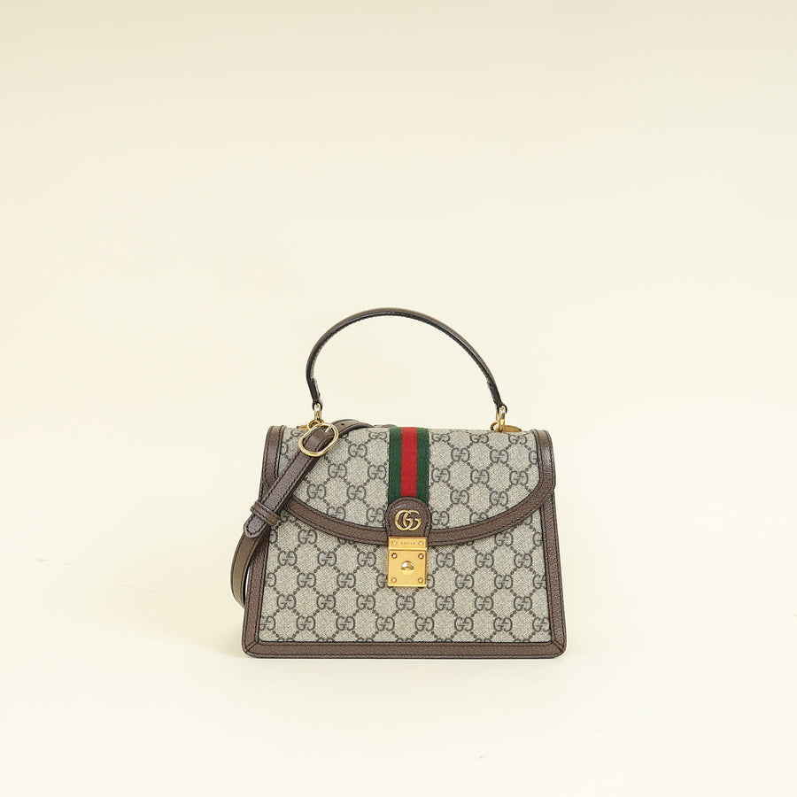 Gucci Bicolor GG Supreme Ophidia Top Handle Medium Bag