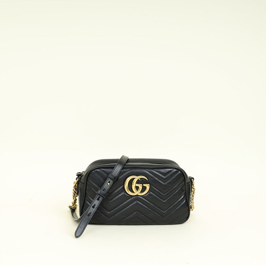 Gucci Black GG Marmont Small Camera Bag