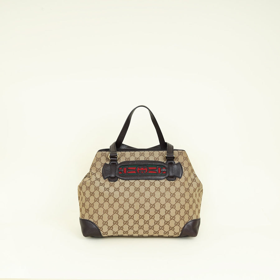 Gucci Bicolor GG Vintage Web Dressage Tote Bag