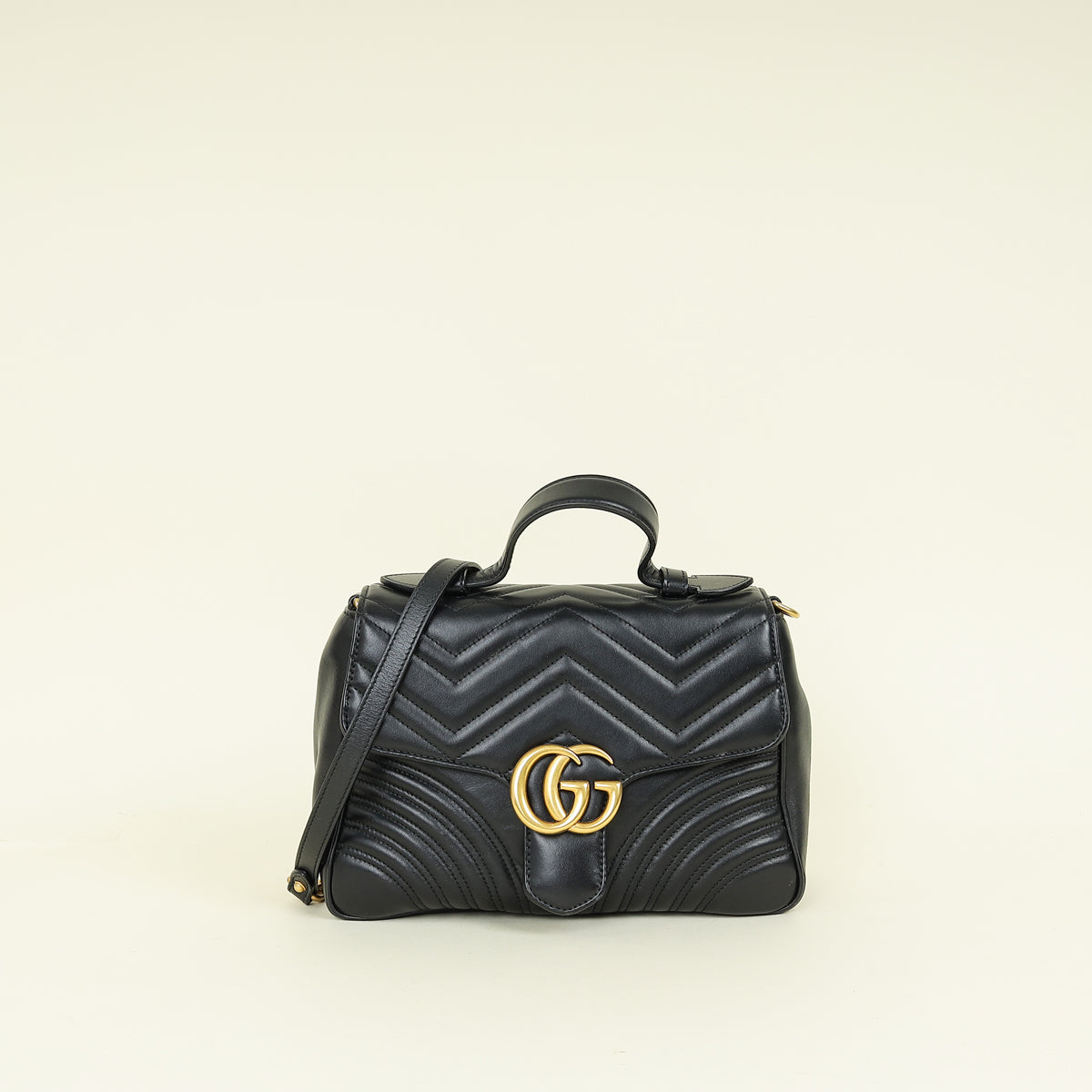Gucci Black GG Marmont Top Handle Small Bag