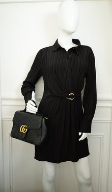 Gucci Black GG Marmont Top Handle Small Bag