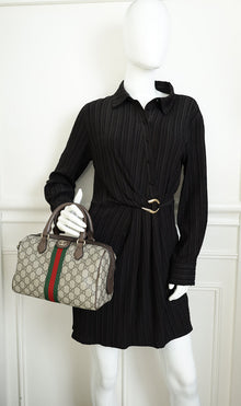 Gucci Bicolor GG Monogram Ophidia Medim Boston Bag