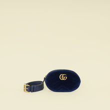 Gucci Navy Blue GG Marmont Velvet Belt Bag