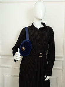 Gucci Navy Blue GG Marmont Velvet Belt Bag