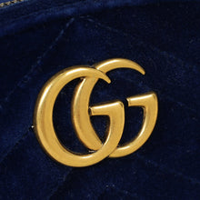 Gucci Navy Blue GG Marmont Velvet Belt Bag