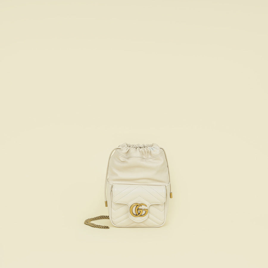 Gucci Ivory GG Marmont Mini Bucket Bag