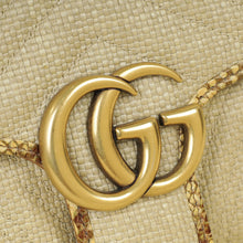Gucci Beige Natural GG Marmont Raffia Python Medium Shoulder Bag