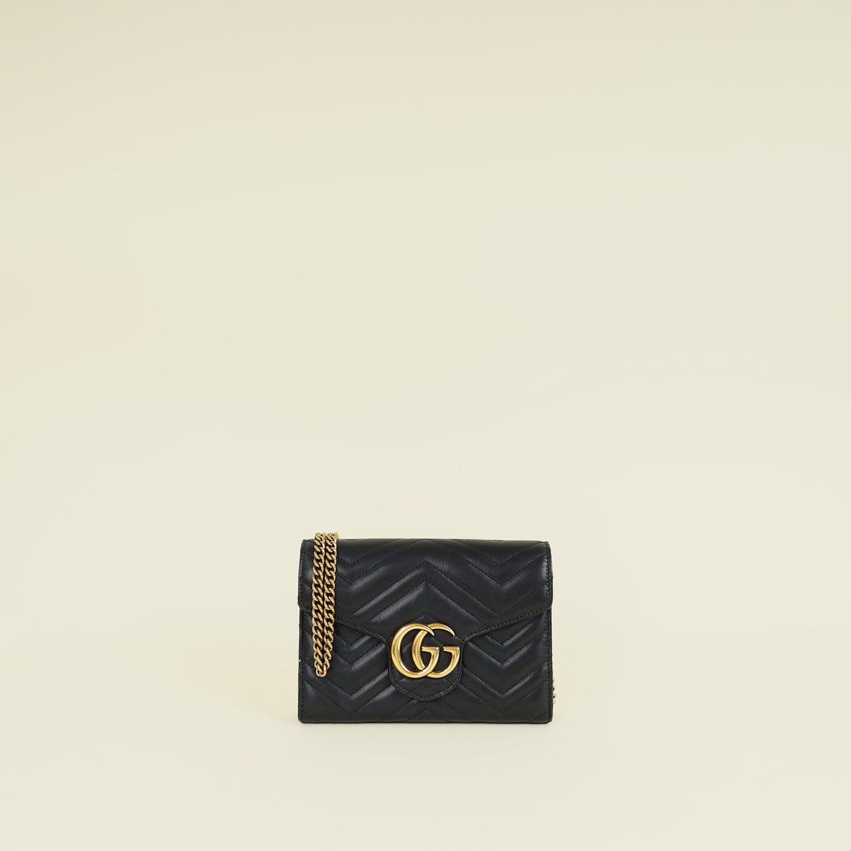 Gucci Black GG Marmont Wallet on Chain