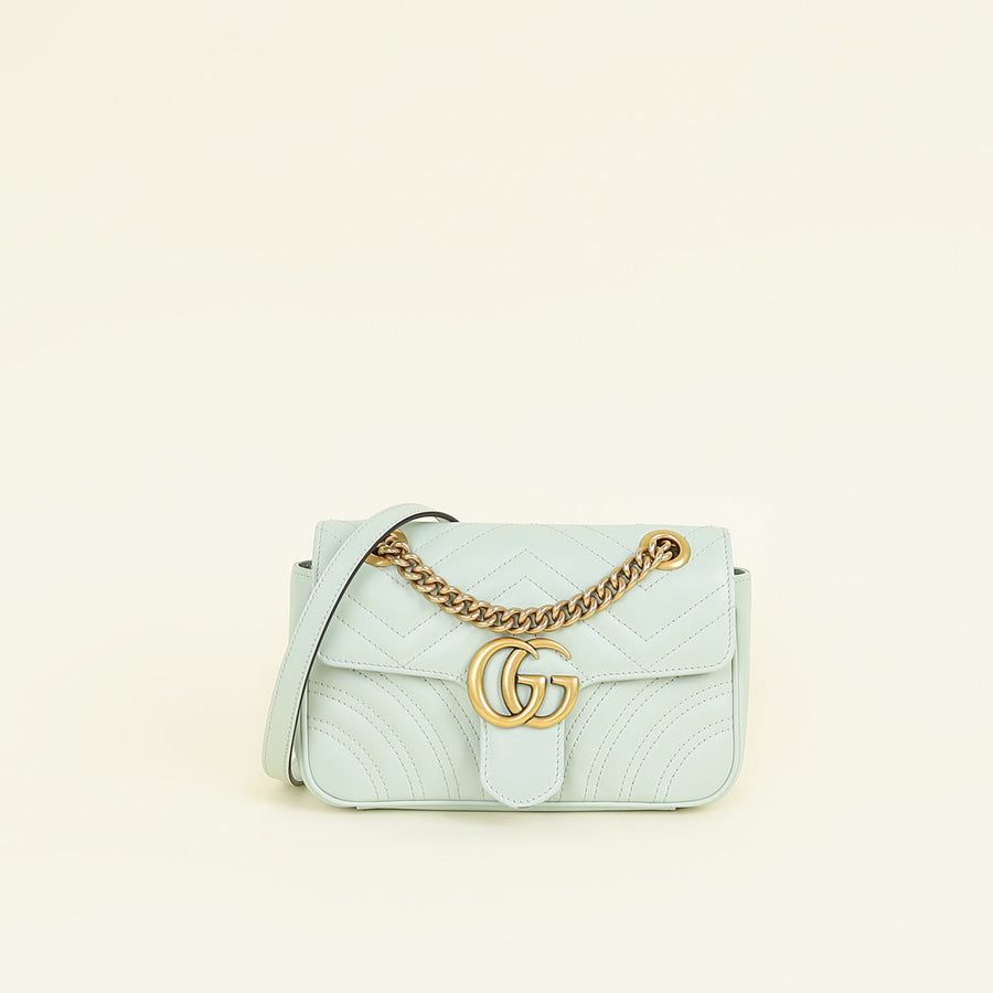 Gucci Pastel Green GG Marmont Small Shoulder Bag