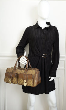 Gucci Metallic Bronze GG Lurex Heart Lock Boston Bag