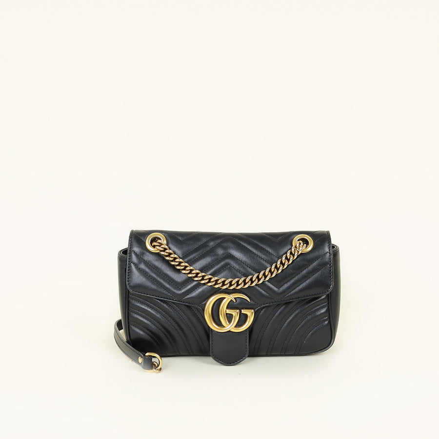 Gucci Black GG Marmont Matelasse Medium Shoulder Bag