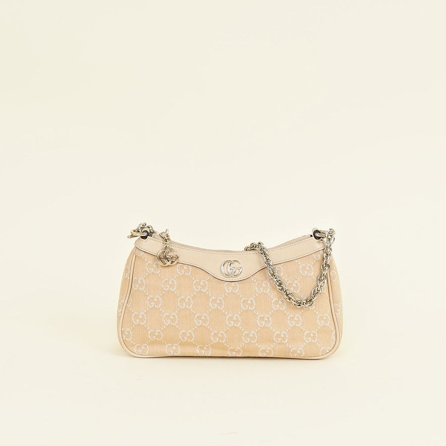 Gucci Beige GG Ophidia Denim Small Shoulder Bag