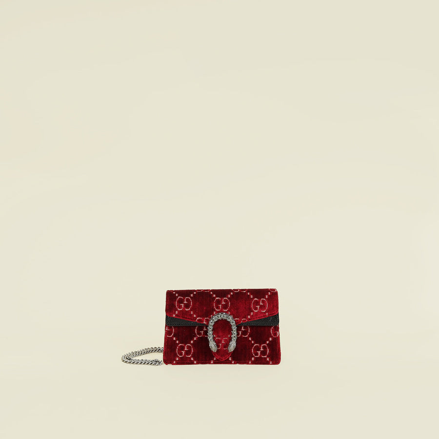 Gucci Burgundy Velvet Dionysus Super Mini Bag