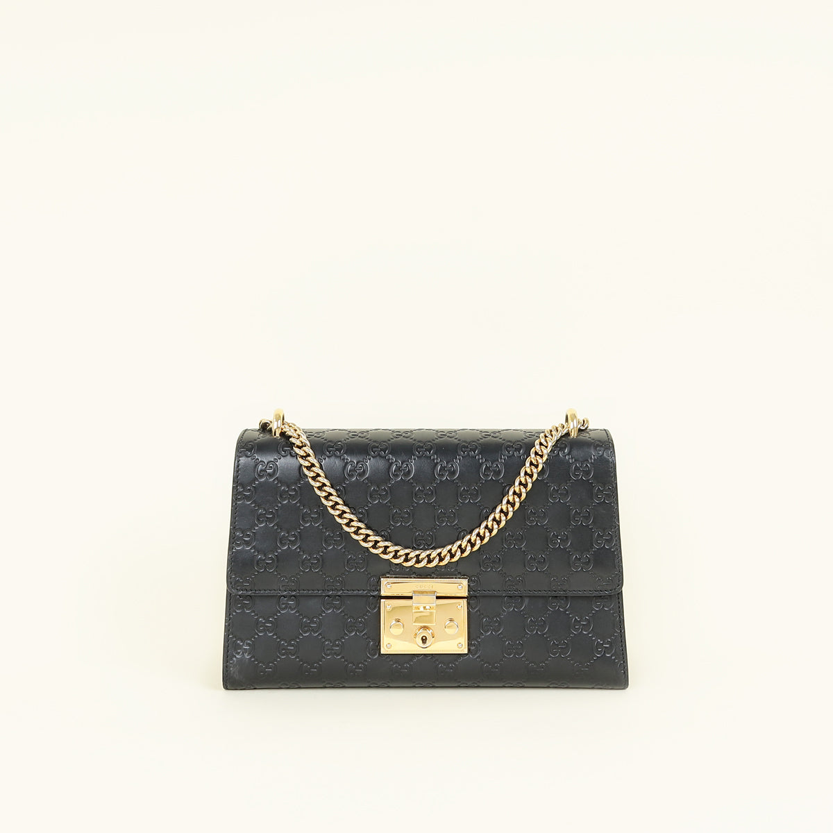 Gucci Black GG Guccissima Padlock Large Shoulder Bag