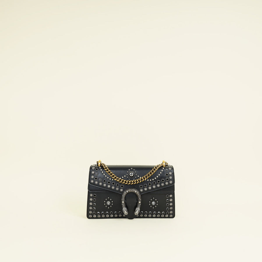 Gucci Black Dionysus Studded Medium Shoulder Bag