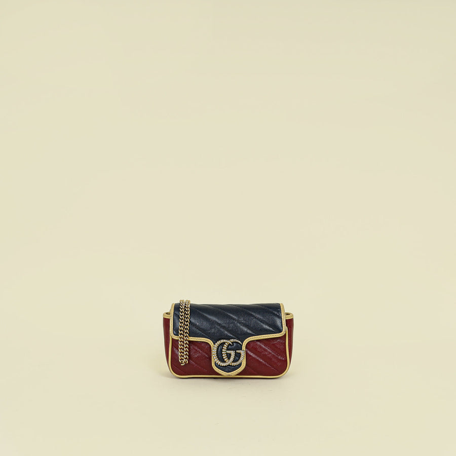 Gucci Tricolor GG Marmont Diagonal Striped Super Mini Bag