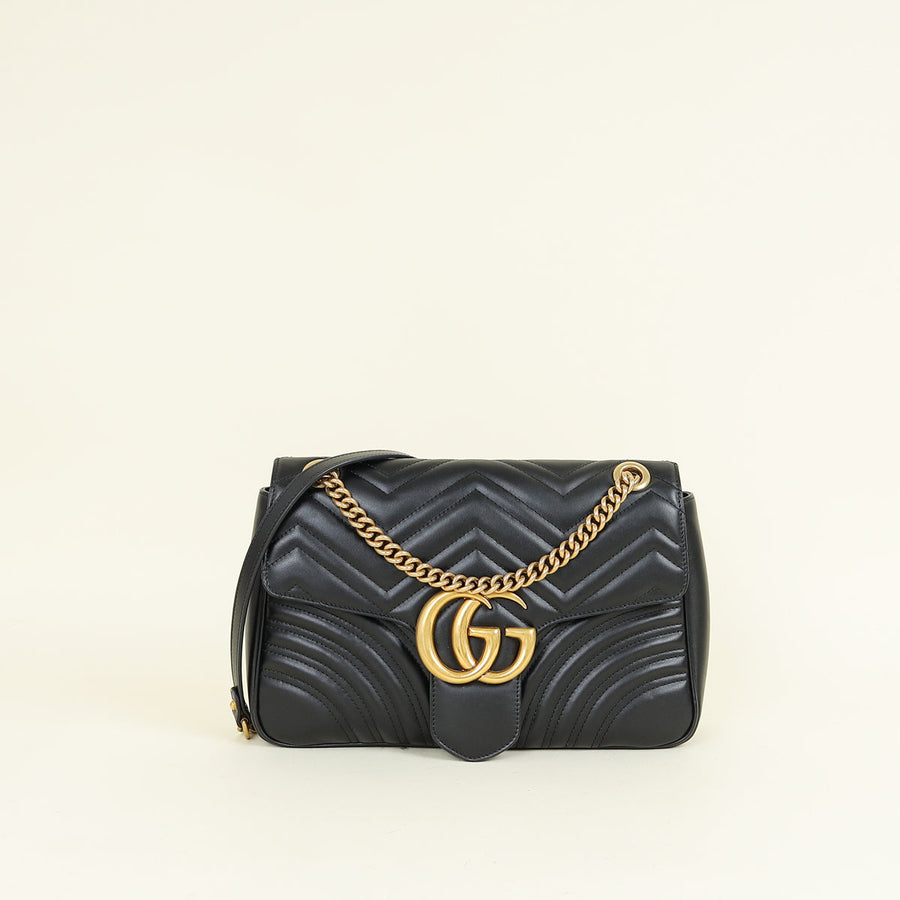 Gucci Black GG Marmont Large Shoulder Bag