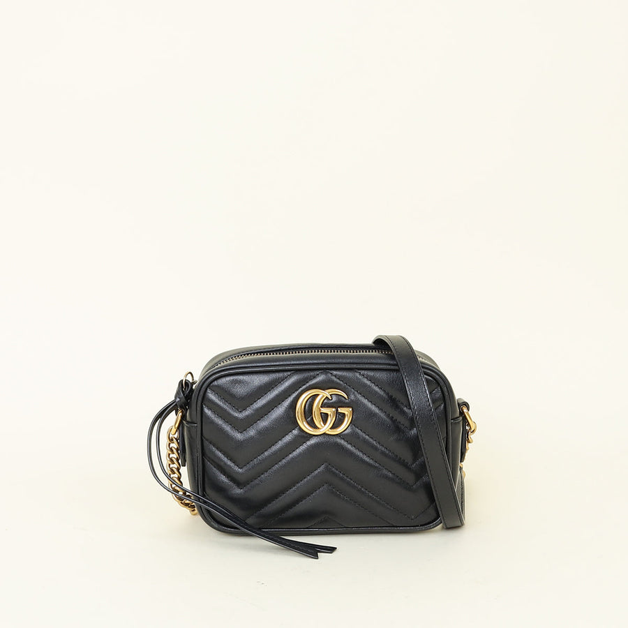 Gucci Black GG Marmont Mini Camera Bag